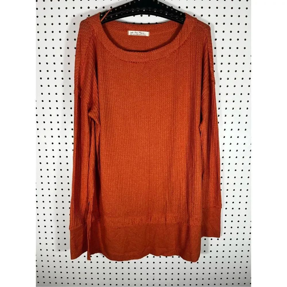 We The Free oversized waffle knit scoop neck thermal shirt size S